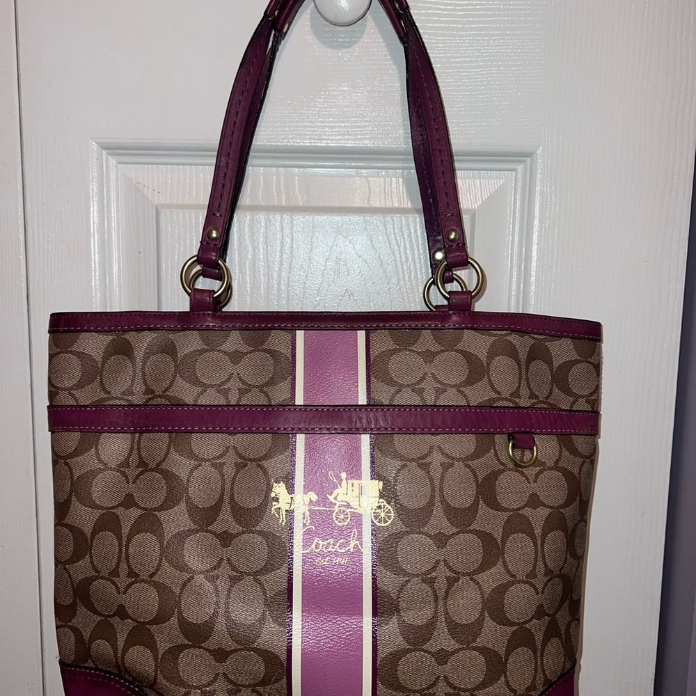 Coach Signature Heritage Stripe Tote Bag